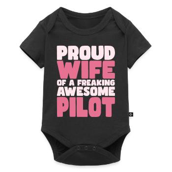 Stolze Ehefrau Eines Verdammt Guten Pilots - Baby Premium Kurzarmbody - Schwarz - Vorne