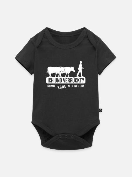 Nur Verrückte hier komm Kühe wir gehen - Baby Premium Kurzarmbody - Schwarz