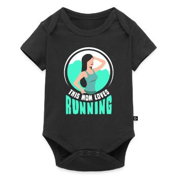 This mom loves running runner jogging mom - Baby Premium short-sleeve bodysuit - black - Front
