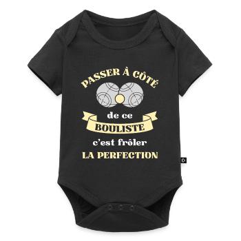 bouliste perfection pétanque humour retraite papy - Body à manches courtes Premium Bébé - noir - Devant