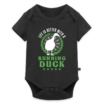 Life is better with a Running Duck Laufente - Baby Premium short-sleeve bodysuit - black - Front