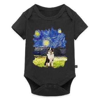 Starry Night - Australian Shepherd - Baby Premium short-sleeve bodysuit - black - Front