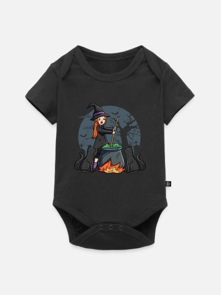 Hexe mit Kessel - Baby Premium Kurzarmbody - Schwarz
