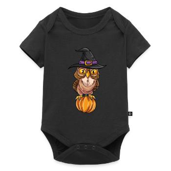 Hibou intelligent avec chapeau de sorcière - Body à manches courtes Premium Bébé - noir - Devant