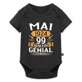 Mai 1924 99 Ans Que Je Suis Génial Anniversaire - Body à manches courtes Premium Bébé - noir - Devant