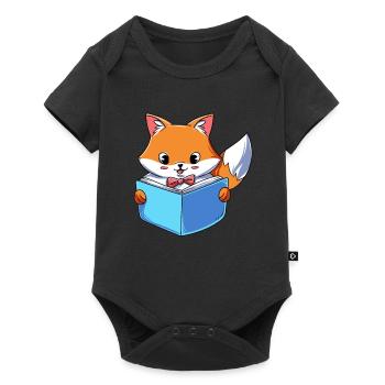 Fuchs liest Buch - Baby Premium Kurzarmbody - Schwarz - Vorne