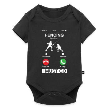 Fechten ruft Telefon Fechten Fechter Sport Wortspiel - Baby Premium Kurzarmbody - Schwarz - Vorne