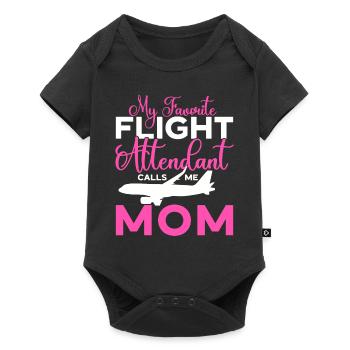 Flugbegleiter Stewardess Cabin Crew - Baby Premium Kurzarmbody - Schwarz - Vorne