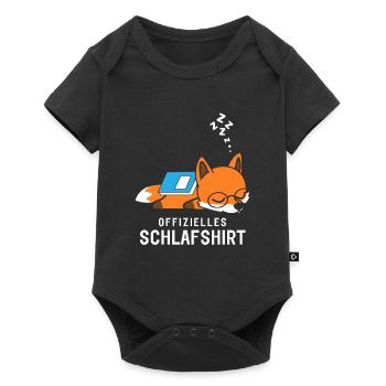 Offizielles Schlafshirt Schlafanzug Fuchs mit Buch - Baby Premium Kurzarmbody - Schwarz - Vorne