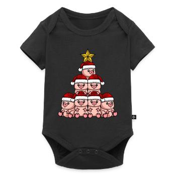 Arbre de Noël cochon - Body à manches courtes Premium Bébé - noir - Devant