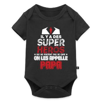 il y a des supers héros, humour super papa.Famille - Body à manches courtes Premium Bébé - noir - Devant