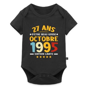 27 Ans Anniversaire En Octobre 1995 - Body à manches courtes Premium Bébé - noir - Devant