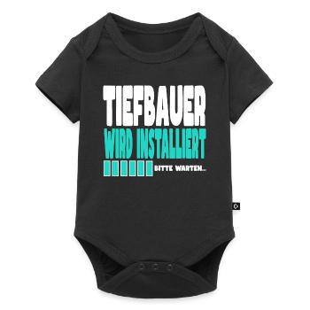 Tiefbauer wird installiert - Baby Premium Kurzarmbody - Schwarz - Vorne