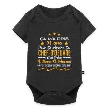 Cadeau anniversaire 71 ans humour merci papa maman - Body à manches courtes Premium Bébé - noir - Devant