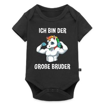 Einhorn Bruder Großer Bruder - Ich bin der große - Baby Premium Kurzarmbody - Schwarz - Vorne