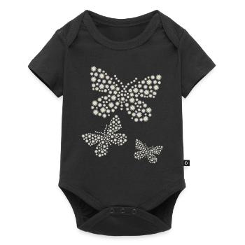 Marguerite Papillon Fleur Mignonne - Body à manches courtes Premium Bébé - noir - Devant