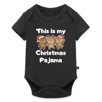 Deer Christmas Pajamas - Baby Premium short-sleeve bodysuit - black - Front