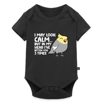Dans ma tête, je t’ai mordu 3 fois cockatiel drôle - Body à manches courtes Premium Bébé - noir - Devant