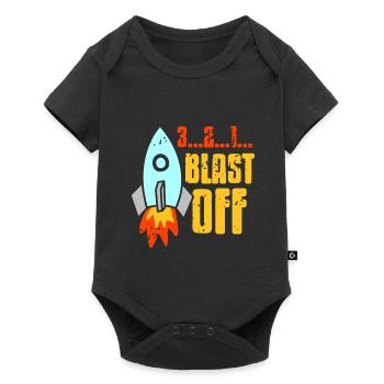 Blast Off Awesome Retro Rocket Astronomy T-Shirt - Baby Premium Kurzarmbody - Schwarz - Vorne
