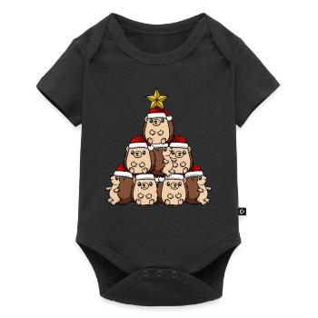 Hedgehog Christmas Tree - Baby Premium short-sleeve bodysuit - black - Front