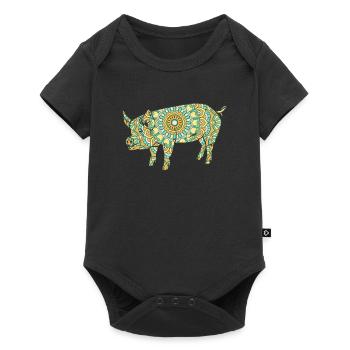 Mandala Pig Geometry Pattern - Body à manches courtes Premium Bébé - noir - Devant