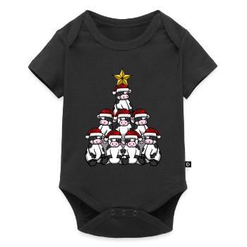 Arbre de Noël de vache - Body à manches courtes Premium Bébé - noir - Devant