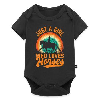 Tenue de cavalier pour les filles qui aiment les chevaux - Body à manches courtes Premium Bébé - noir - Devant