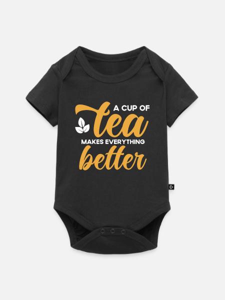 Teetrinker Teeliebhaber Geschenk Tee - Baby Premium Kurzarmbody - Schwarz