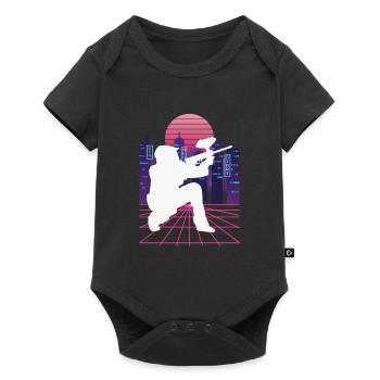 Vaporwave Synthwave Skyline Paintball - Body à manches courtes Premium Bébé - noir - Devant