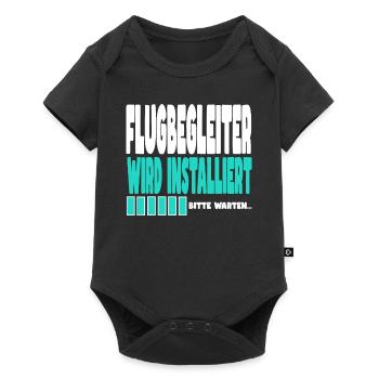 Flugbegleiter wird installiert - Baby Premium Kurzarmbody - Schwarz - Vorne
