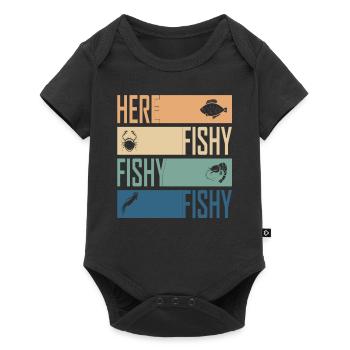 Here Fish Fishy Hunting Cool Fisherman Retro - Baby Premium short-sleeve bodysuit - black - Front