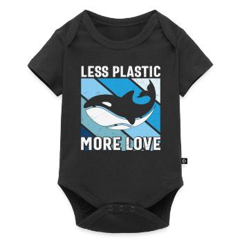 Moins de plastique Plus d’amour Sauver la mer Orque Baleine - Body à manches courtes Premium Bébé - noir - Devant