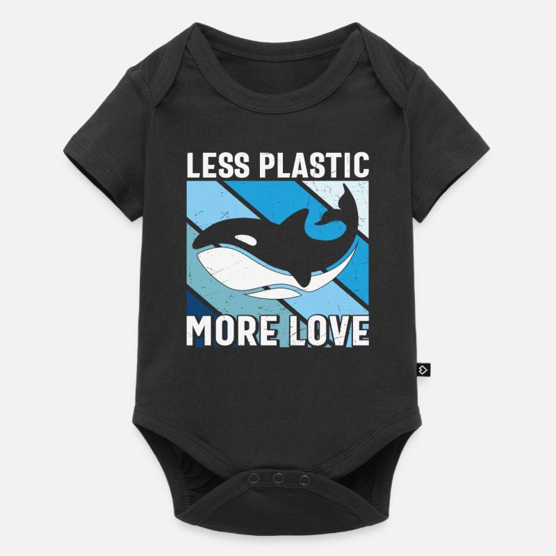 Moins de plastique Plus d’amour Sauver la mer Orque Baleine - Body à manches courtes Premium Bébé - noir