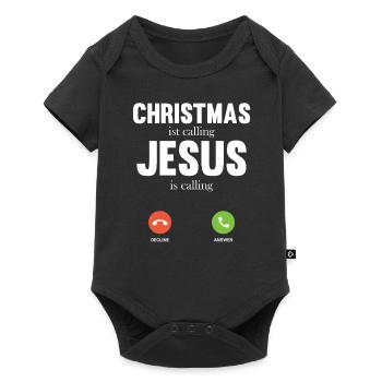 Christmas ist calling Jesus is calling T Shirt - Baby Premium short-sleeve bodysuit - black - Front