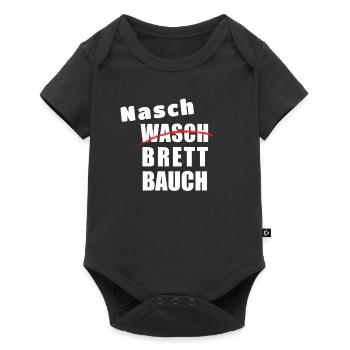 Naschbrettbauch | One-Pack Nasch-Katze - Baby Premium Kurzarmbody - Schwarz - Vorne