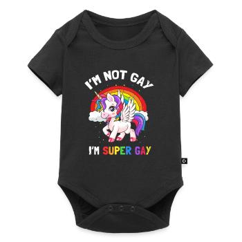 I'm Not Gay I'm Super Gay Cool Pride Unicorn - Baby Premium Kurzarmbody - Schwarz - Vorne