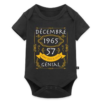 décembre, 57 Ans Que Je Suis Génial Anniversaire - Body à manches courtes Premium Bébé - noir - Devant