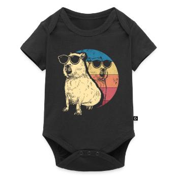 Retro Capybara With Sunglasses Vintage Capibara - Baby Premium short-sleeve bodysuit - black - Front