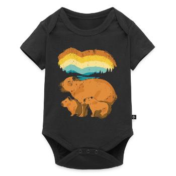 Retro Capybara With Sunglasses Vintage Capibara - Baby Premium short-sleeve bodysuit - black - Front