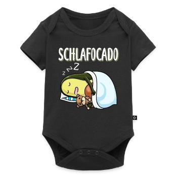 Schlafocado Schlafen Avocado Mit Plüschtier - Baby Premium Kurzarmbody - Schwarz - Vorne