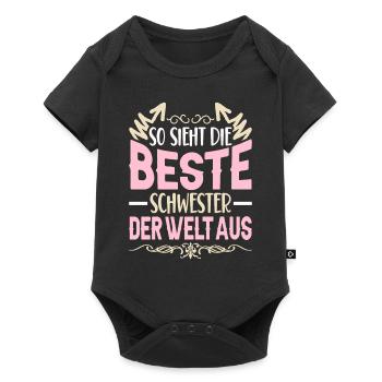 Beste Schwester Der Welt Aus Lustig Schwesterchen - Baby Premium Kurzarmbody - Schwarz - Vorne