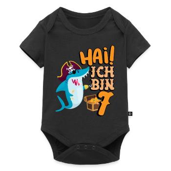Hai! Ich Bin 7 Einäugiger Piraten Hai 7. - Baby Premium Kurzarmbody - Schwarz - Vorne