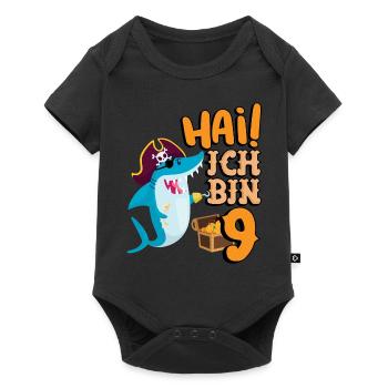 Hai! Ich Bin 9 Einäugiger Piraten Hai 9. - Baby Premium Kurzarmbody - Schwarz - Vorne