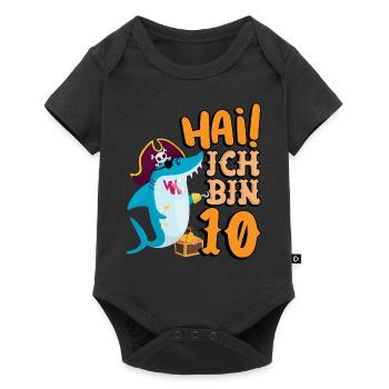 Hai! Ich Bin 10 Einäugiger Piraten Hai 10. - Baby Premium Kurzarmbody - Schwarz - Vorne