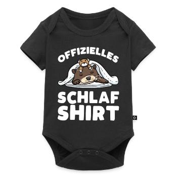 Schlaf Schlafender Otter Plüschtier Schlafshirt - Baby Premium Kurzarmbody - Schwarz - Vorne