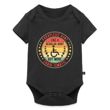 Rollifahrer Rollstuhlfahrer Tante - Baby Premium Kurzarmbody - Schwarz - Vorne