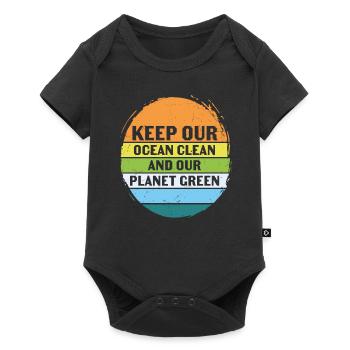 Keep Our Ocean Clean And Planet Green Retro - Baby Premium short-sleeve bodysuit - black - Front