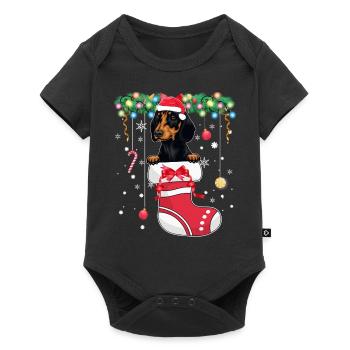 Dachshund Dog Lover Christmas - Dog Christmas Stoc - Baby Premium short-sleeve bodysuit - black - Front
