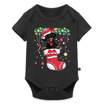 Doberman Pinscher Chien Noël - Chien Noël St - Body à manches courtes Premium Bébé - noir - Devant