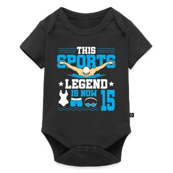 Cette légende du sport a maintenant 15 ans et nage - Body à manches courtes Premium Bébé - noir - Devant